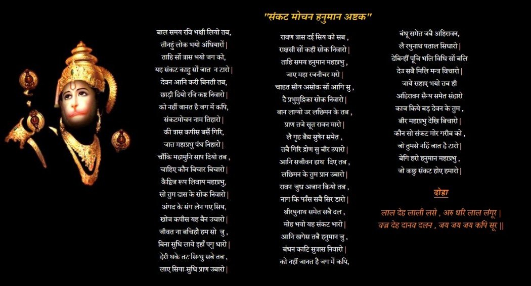 sankatmochan hanuma ashtak lyrics meaning in hindi....